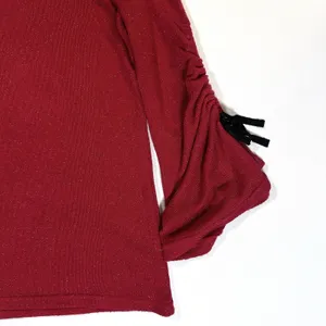 Juicy Couture Ruched Sleeve Red Sparkle Relaxed‎ Sweater Top Women’s Small thumbnail 3