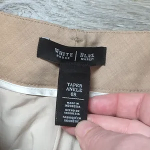 White House Black Market Tan Taper Ankle Belted Pants Size 8R thumbnail 6