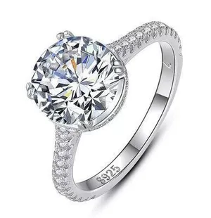 Sterling Silver SIZE 5 925 Luxury Sparkling Clear CZ Wedding Ring thumbnail 1