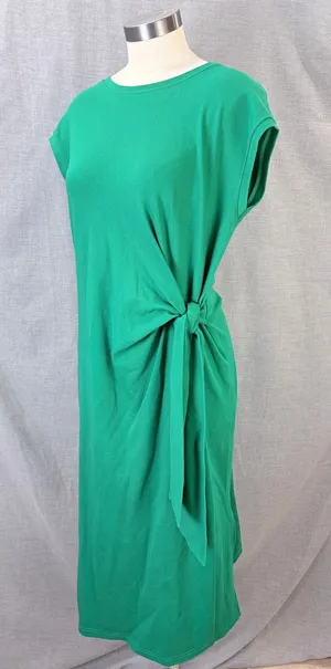 Gracia Green Side Knot‎ Midi Dress Cotton Stretch M Effortless thumbnail 1