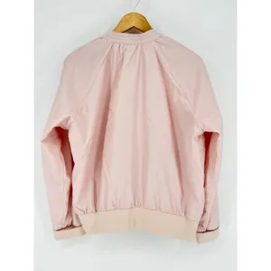 Free People Satin Bomber Jacket Large Light Pink Full‎ Zip Utility Pockets thumbnail 3