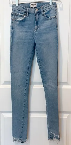 Agolde Womens Denim High Waist Jeans Sz 25 Stretch Comfort Chewed Hem Distress thumbnail 1