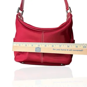 NWOT Fossil Shoulder Bag Red Nylon Multi Pocket‎ Key Charm Leather Strap thumbnail 9