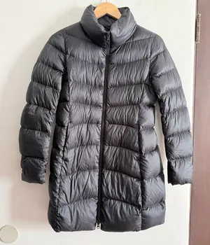 UNIQLO | Black Puffy Down Long Length Funnel Neck Jacket | Small thumbnail 1