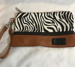Boetree Boutique Zebra Print Canvas Wristlet EUC thumbnail 1