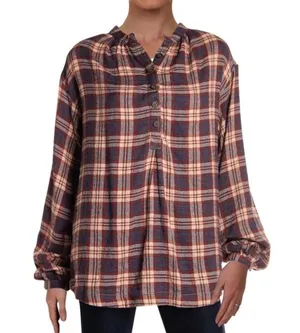Free People Northern Bound Plaid Popover Button Up Top Small Fall thumbnail 3