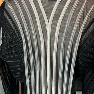 Damee Inc 2 PC Set Top and Overshirt Black Silver Sheer Mesh Art XL Space Punk thumbnail 12