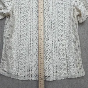 American Eagle Top Women M Crochet Lace Ivory Boho Cottagecore Coquette Granny thumbnail 5