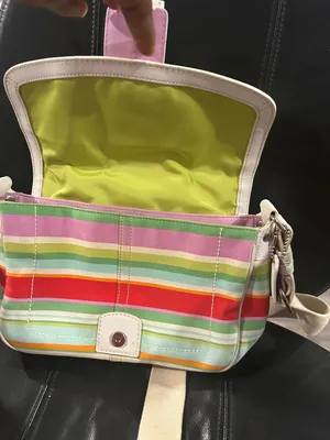 Vintage Coach Hampton Multicolor Striped Crossbody with Cream Trim thumbnail 5
