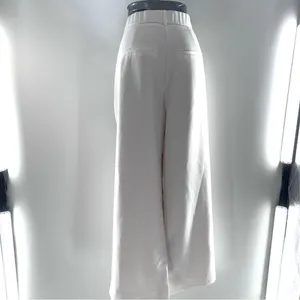 Abercrombie & Fitch Off-White/Cream Curve Love Wide Leg Pleated Front Pants-16 thumbnail 5
