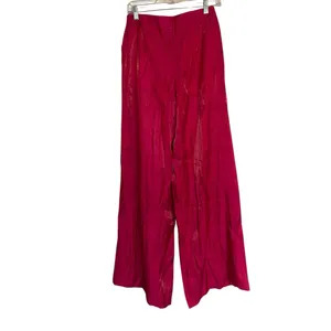 NWT ZARA Satin Effect Shiny Wide Leg Fuchsia Pant Bloggers Fave XS thumbnail 9