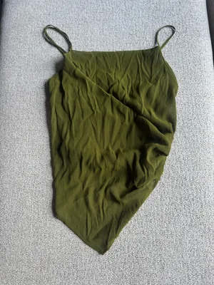 Zara Olive Draped Cami Tank Top thumbnail 3