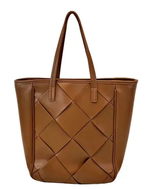 Urban Originals Australia Brown Tote Bag Lattice Cross Design Vegan Leather thumbnail 1