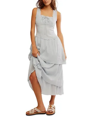 Free People In My Dreams Midi Dress in Pearl Blue Size Large thumbnail 12
