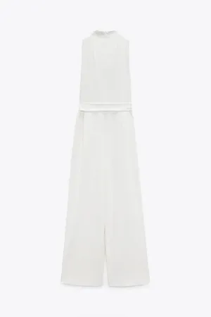 ZARA jumpsuit white romper kaftan thumbnail 12