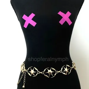 Y2K Celestial Liquid Gold Starburst Chain Belt, Fits 23.5–42.5 Inches, X7GA1218 thumbnail 2