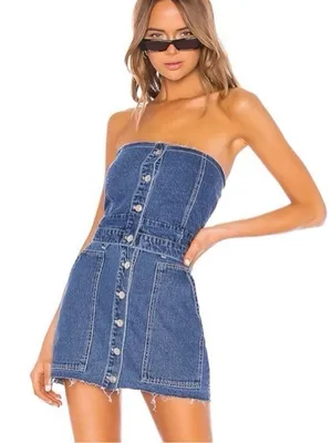 NWT Kendall + Kylie Denim Bustier thumbnail 1