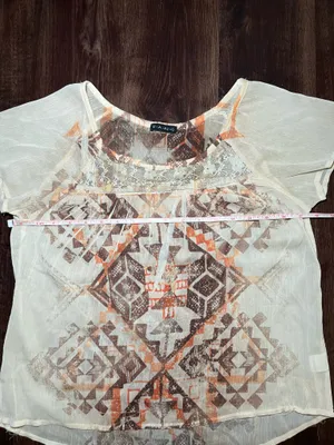 Vintage Y2K Fang Lace Sheer Geometric Blouse thumbnail 3