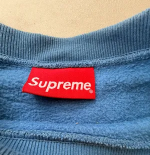 Supreme Blue Crewneck with Neon Yellow Logo thumbnail 4