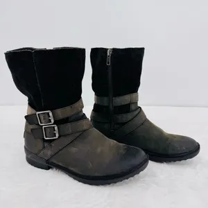 Ugg Lorna Black Boots Waterproof Genuine Leather Wool Lined 8.5” Shaft Size 8.5 thumbnail 4