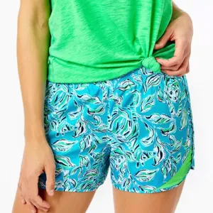 Lilly Pulitzer Luxletic Ocean Trail Shorts Turquoise Oasis Outta Line Print XL thumbnail 10
