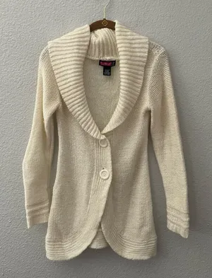 Y2K Cream Sweater Jacket Cardigan thumbnail 1