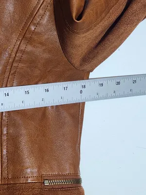 By Anthropologie Brown Robyn Faux Leather Moto Jacket Size Medium thumbnail 8
