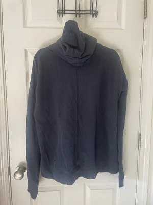 Lululemon Stress Less Hoodie Heathered Naval Blue Size 12 thumbnail 12