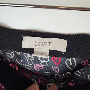 LOFT Black Heart Print Midi Skirt Size 2 Coquette Valentines Romantic Y2K‎ Girly thumbnail 7