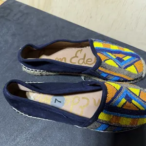 Sam Edelman MARIS Navy Blue Suede Beaded Espadrille Loafers Size 7 thumbnail 4