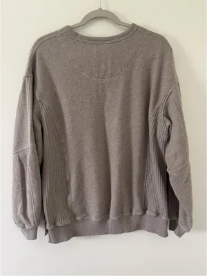 Aerie Tres Chic Oversized Minimalistic Neutral Streetwear Crewneck size xxs thumbnail 5