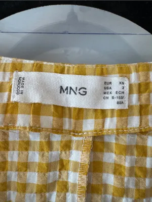 MNG‎ Womens Cotton Blend Check Print V-Neck Long Sleeve Maxi Dress Yellow Size 2 thumbnail 5
