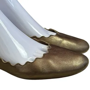 Chloe Lauren Scalloped Ballet Flats Bronze Leather Classic‎ Luxury EU 40 US 9.5 thumbnail 7
