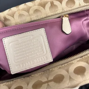 Coach 25638 Madison Madeline White and Gold Canvas Shoulder Bag thumbnail 5