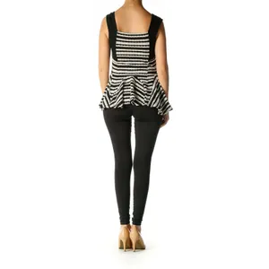 XS Free People Knit Striped Peplum Tank Top D1 thumbnail 3