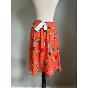 CottonOn Romy Shirred Midi Skirt Lulu Floral Orange Boho High Low M resort y2k b thumbnail 3