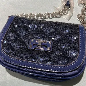 Guess Quilted Sequence Crossbody blue cross body evening‎ bag D6 thumbnail 3