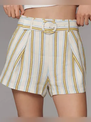 NWT Anthropologie Maeve Linen Striped Belted Shorts sz 2 thumbnail 6