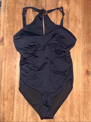 Tempt Me Classic Black Halter One-Piece Swimsuit with Ring Detail NWT thumbnail 3