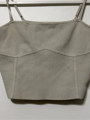 Aritzia Babaton Suite Sculpt Knit Bustier Size XL Top in MATTE PEARL Ribbed Tank thumbnail 5