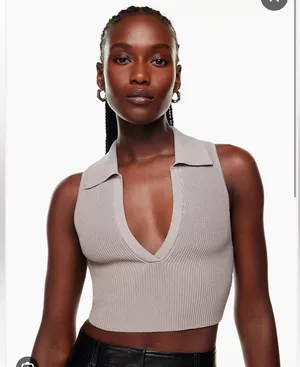 Babaton grey sculpt knit polo NWT thumbnail 1