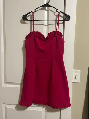 French connection red dress thumbnail 1