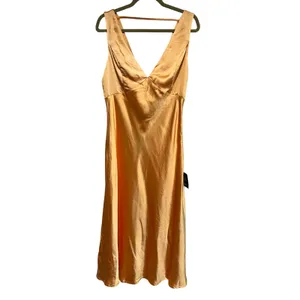 NEW Lulus Incredible Love Light Orange Satin Cowl Back Midi Slip Dress Size L thumbnail 4
