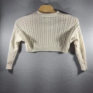 3229 | Altar'd State Cable Knit Cropped Sweater Ivory Cottagecore Coquette S thumbnail 6