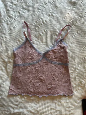 Urban Outfitters Out from Under Lavender and Pink Ribbed Lace-Trim Cami thumbnail 2