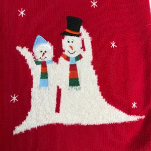Breckenridge‎ Womens Red Ugly Christmas Sweater Vest Snowman Zip Medium Holiday thumbnail 10