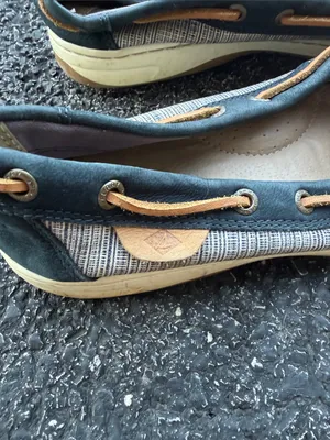Sperry Women’s 9M Boat Shoes Navy Tan Striped Slip On thumbnail 5