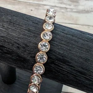 Vintage Bracelet / Bangle - Rose Gold Tone & Clear Gems thumbnail 4