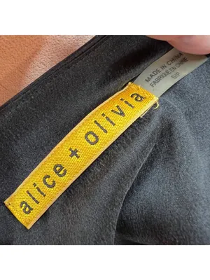 Alice + Olivia Black Silk Dress Cutout Back Leather Trim Mini Size Small Luxury thumbnail 8