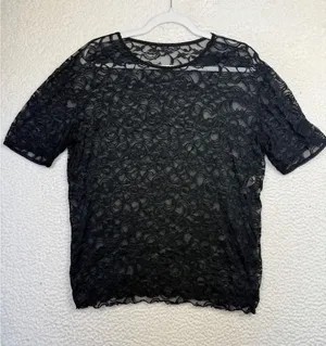 Victoria's Secret Shirt‎ Womens Medium Black Lace Sheer Whimsygoth Dark Fairy thumbnail 1